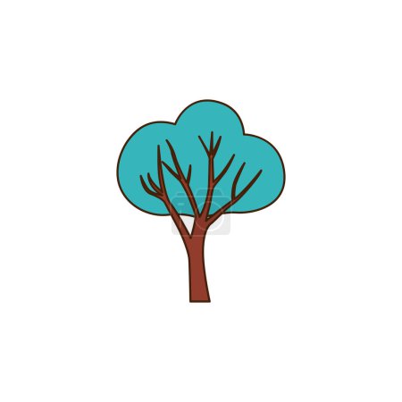 Illustration for Vector Blue tree in abstraction style with splashes icon. Vector A tree with a pleasant leaf color icon. - Royalty Free Image