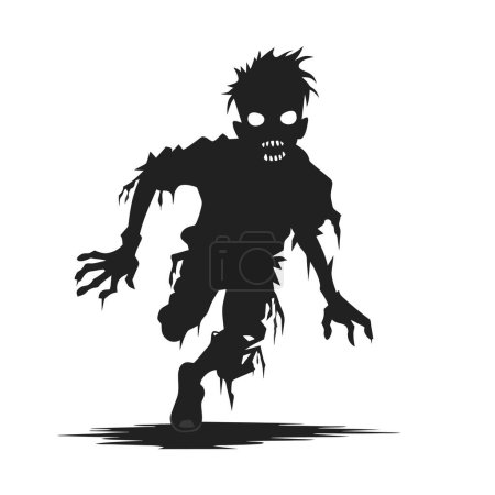 Illustration for Vector running zombie. zombie without left leg. creeoy zombie with dark hollow vector illustration on white background. - Royalty Free Image