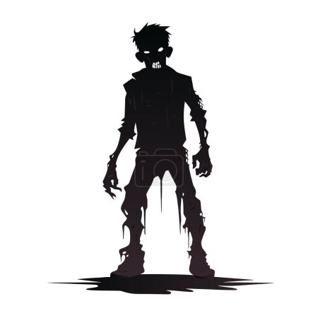 Illustration for Vector zombie silhoutte. standing creepy zombie. angry zombie with dark hollow vector illustration on white background. - Royalty Free Image