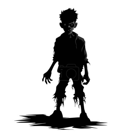 Ilustración de Vector zombi silhoutte. zombie espeluznante de pie. zombie enojado con ilustración vectorial hueco oscuro sobre fondo blanco. - Imagen libre de derechos