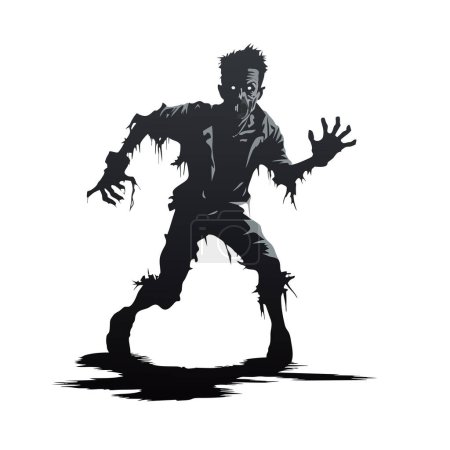 Illustration for Vector zombie standing. walking zombie. zombie man with a piece of tree vector illustration white background. - Royalty Free Image