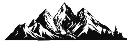 Ilustración de Siluetas montañosas. Montañas vector, Montañas vector de elementos de diseño al aire libre, Paisajes de montaña, árboles, vector de pino, Paisajes de montaña - Imagen libre de derechos