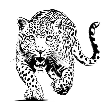 Téléchargez les photos : Illustration des lignes d'attaque léopard. Léopard vecteur abstrait sur fond blanc. illustration générée par ai. - en image libre de droit