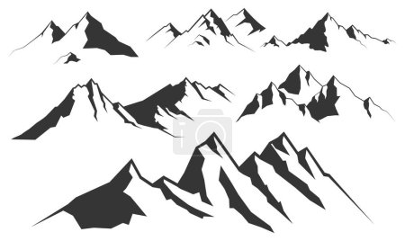 Ilustración de Siluetas de dibujo a mano de montañas para el diseño - Imagen libre de derechos