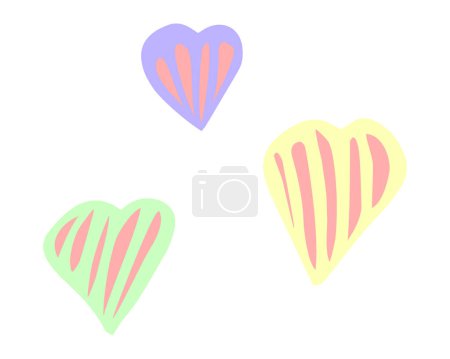 Colorful hearts in scandinavian boho style. Great for fabric, textile, apparel for kids. Abstract pastel heart shape. Isolated pastel vector illustration on white background