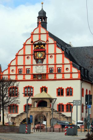 Foto de Plauen, Alemania - 28 de marzo de 2023: Ayuntamiento en el centro histórico de Plauen, Sajonia, Alemania - Imagen libre de derechos
