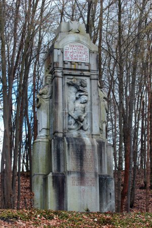 Photo for Plauen, Germany - March 28, 2023: Monument to the fallen of the 134th Infantry Regiment in the First World War, located in the city park. - Royalty Free Image