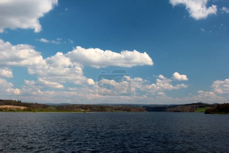 Photo for The Poehl dam on river Trieb near the town of Plauen in the Vogtland district of Saxony, Germany. It is often referred to as the Vogtland Sea - Royalty Free Image