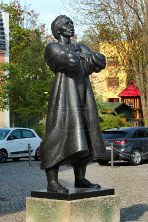 Photo for Zwickau, Germany - May 7, 2023: Monument to Thomas Muntzer, a German preacher and theologian of the Reformation who opposed Martin Luther and defied the feudal authority in Germany. - Royalty Free Image
