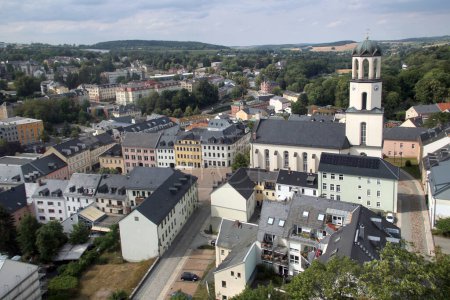 Foto de Vista de la ciudad de Auerbach en Vogtland, Sajonia, Alemania Oriental - Imagen libre de derechos
