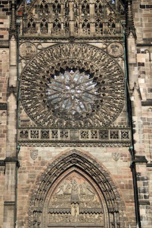 Facade detail of Lorenzkirche, or St. Lawrence church in Nuremberg, Germany