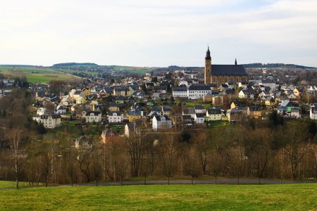 View of Schneeberg, a historical mining town in the Ore Mountains, Saxony, Germany