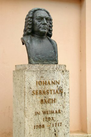 Photo for Weimar, Germany - April 7, 2024: Monument to the famous German composer and organist Johann Sebastian Bach, who lived for nine years in Weima - Royalty Free Image