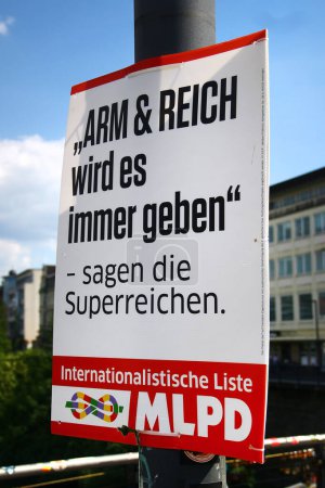 Photo for Bamberg, Germany - May 12, 2024: Election poster of MLPD, or MarxistLeninist Party of Germany in Bamberg, Bavaria - Royalty Free Image