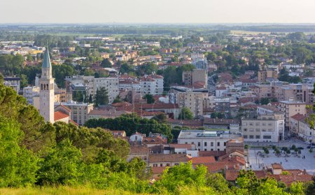 View of Monfalcone, Italy, from the hill next to the Rocca fortress