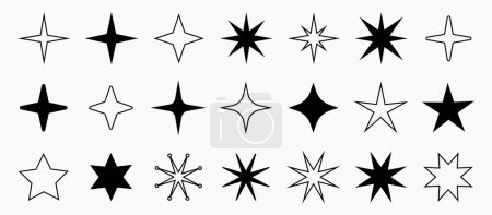 Photo for Y2K trendy star shapes, signs and symbols, millennial abstract elements, collection of retro design shapes. - Royalty Free Image