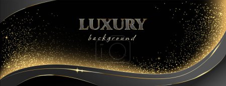 Photo for Luxury vector background with golden glow and dust, sparkles and stars. Postcard, web banner, greeting, invitational premium backdrop. - Royalty Free Image
