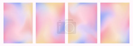 Retro blurred background set, liquid aura backdrops in Y2K aesthetic, abstract texture of defocused aura. Vector illustration.
