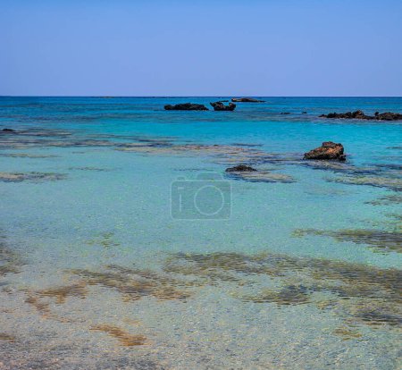 Téléchargez les photos : Plage d'Elafonissi avec sable rose en Crète, Grèce - en image libre de droit