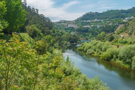 Photo for Aerial view over Mondego river in Penacova - Portugal. - Royalty Free Image