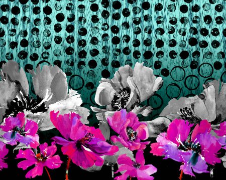 Foto de Seamless poppy flowers, colorful background pattern - Imagen libre de derechos