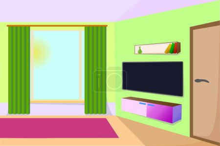 Ilustración de Una imagen de una habitación en una casa en un estilo de dibujos animados. Ilustración vectorial - Imagen libre de derechos
