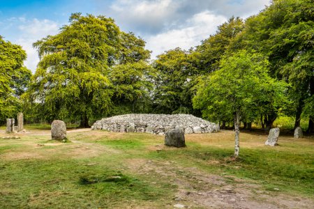 The North East Cairn and standing stones at Clava, near Inverness, Highland, Scotland.