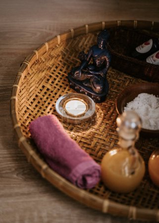 Photo for Close up of spa massage set with accessories - Royalty Free Image
