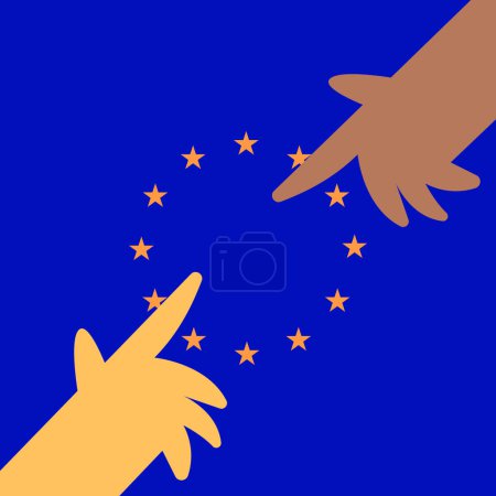 Europe Day. People different nationalities. Flat vector illustration.