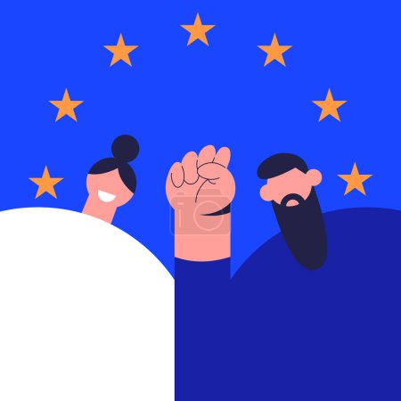 Europe Day. Community of Europe people. Flat vector illustration.