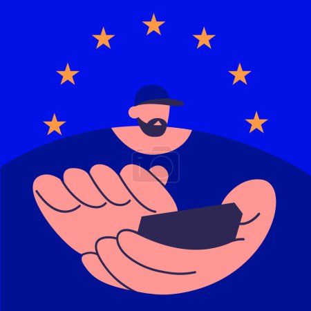 Europe Day. App for European people. Flat vector illustration.
