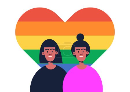 Schluss mit Homophobie. 17. Mai. LGBT Pride Regenbogen Hand Protestsymbol. Lesbisches Paar. Flache Vektorabbildung.
