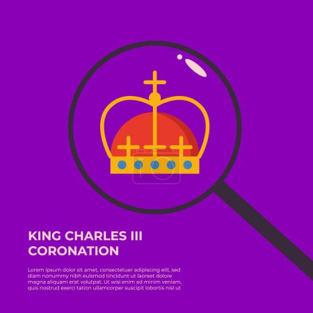 Royal King3 Golden crown on blue background.  Flat vector illustration.