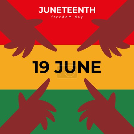 Juneteenth Freedom Day on June 19 2024. African American Liberation Day. Black, red and green. Flat vector illustration.