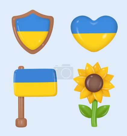 Téléchargez les photos : Les symboles de l'Ukraine. Image vectorielle 3d - en image libre de droit