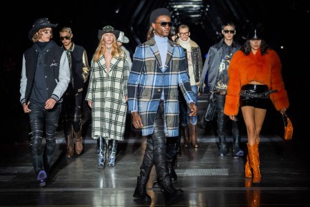 Photo for MILAN, ITALY - FEBRUARY 25: Models walk the runway finale at the Philipp Plein fashion show during the Milan Fashion Week Womenswear Fall/Winter 2023/2024 on February 25, 2023 in Milan, Italy. - Royalty Free Image