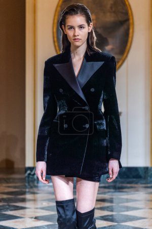 Photo for MILAN, ITALY - FEBRUARY 25: A model walks the runway at the Ermanno Scervino fashion show during the Milan Fashion Week Womenswear Fall/Winter 2023/2024 on February 25, 2023 in Milan, Italy. - Royalty Free Image
