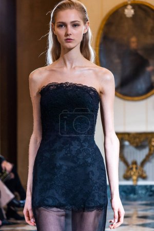 Photo for MILAN, ITALY - FEBRUARY 25: A model walks the runway at the Ermanno Scervino fashion show during the Milan Fashion Week Womenswear Fall/Winter 2023/2024 on February 25, 2023 in Milan, Italy. - Royalty Free Image