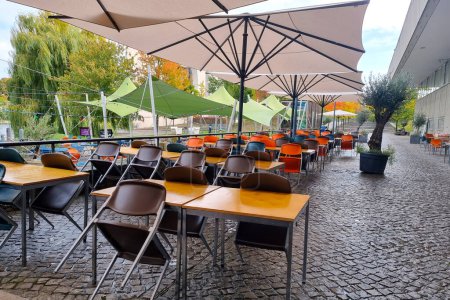 Berlin, Germany, October 2, 2022: empty and idle cafe in Berlin. There are no visitors