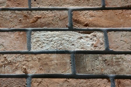 Vue rapprochée d'un mur de briques présentant les briques individuelles utilisées dans sa construction. L'image met en évidence la texture et le motif des briques, ainsi que l'artisanat impliqué dans leur organisation.