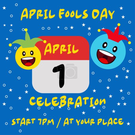 Illustration for April fools party poster flyer or social media post design - Royalty Free Image