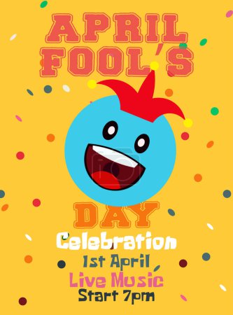 Illustration for April fool's day party flyer poster  social media post design - Royalty Free Image