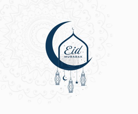 Eid Mubarak Logo. Eid Mubarak Text Vector Illustration, auf weißem Hintergrund.