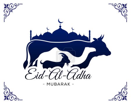 Eid al adha mubarak islamic festival illustration. Eid al adha mubarak banner design template
