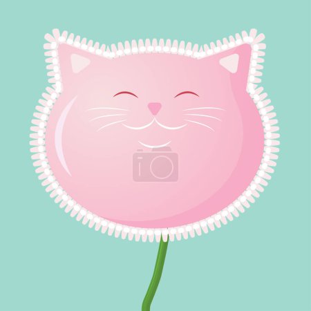 Téléchargez les photos : Vecteur mignon fleur de chat. Un chat en fleurs. Pour l'impression et cartes postales. - en image libre de droit