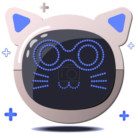 Roboter-Katzenvektor. Haustier technologische Katze. Für Print und Web.