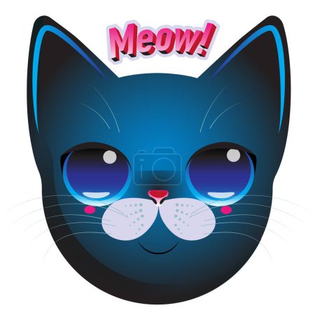 Photo for Vector beautiful cat word meow. Home pet cat. For print and web. - Royalty Free Image