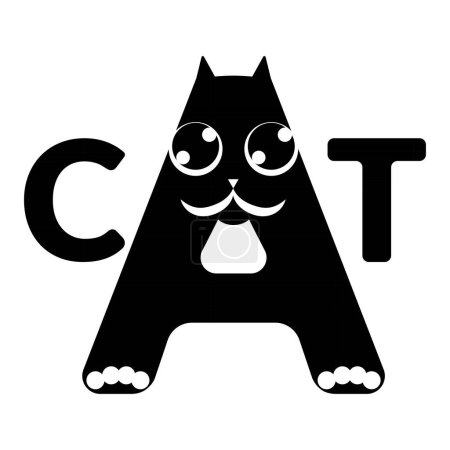 Illustration for Cat word icon with big letter A on white background - Royalty Free Image