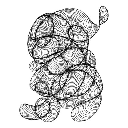 Ilustración de Abstracto blanco y negro dibujado a mano líneas de garabatos, patrón de confusión - Imagen libre de derechos