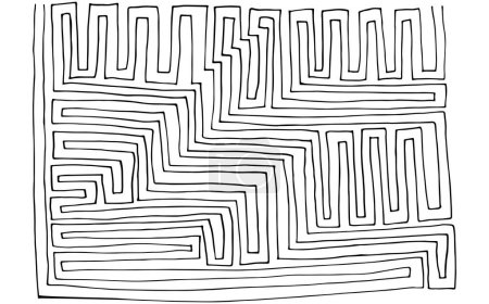 Téléchargez les illustrations : Labyrinthe abstrait dessiné à la main noir et blanc - en licence libre de droit